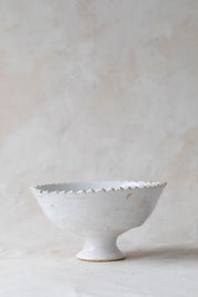 White Tamegroute Jagged Edge Pedestal Bowl