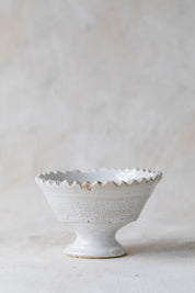 White Tamegroute Jagged Edge Pedestal Bowl