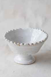 White Tamegroute Jagged Edge Pedestal Bowl