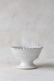 White Tamegroute Jagged Edge Pedestal Bowl