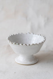 White Tamegroute Jagged Edge Pedestal Bowl