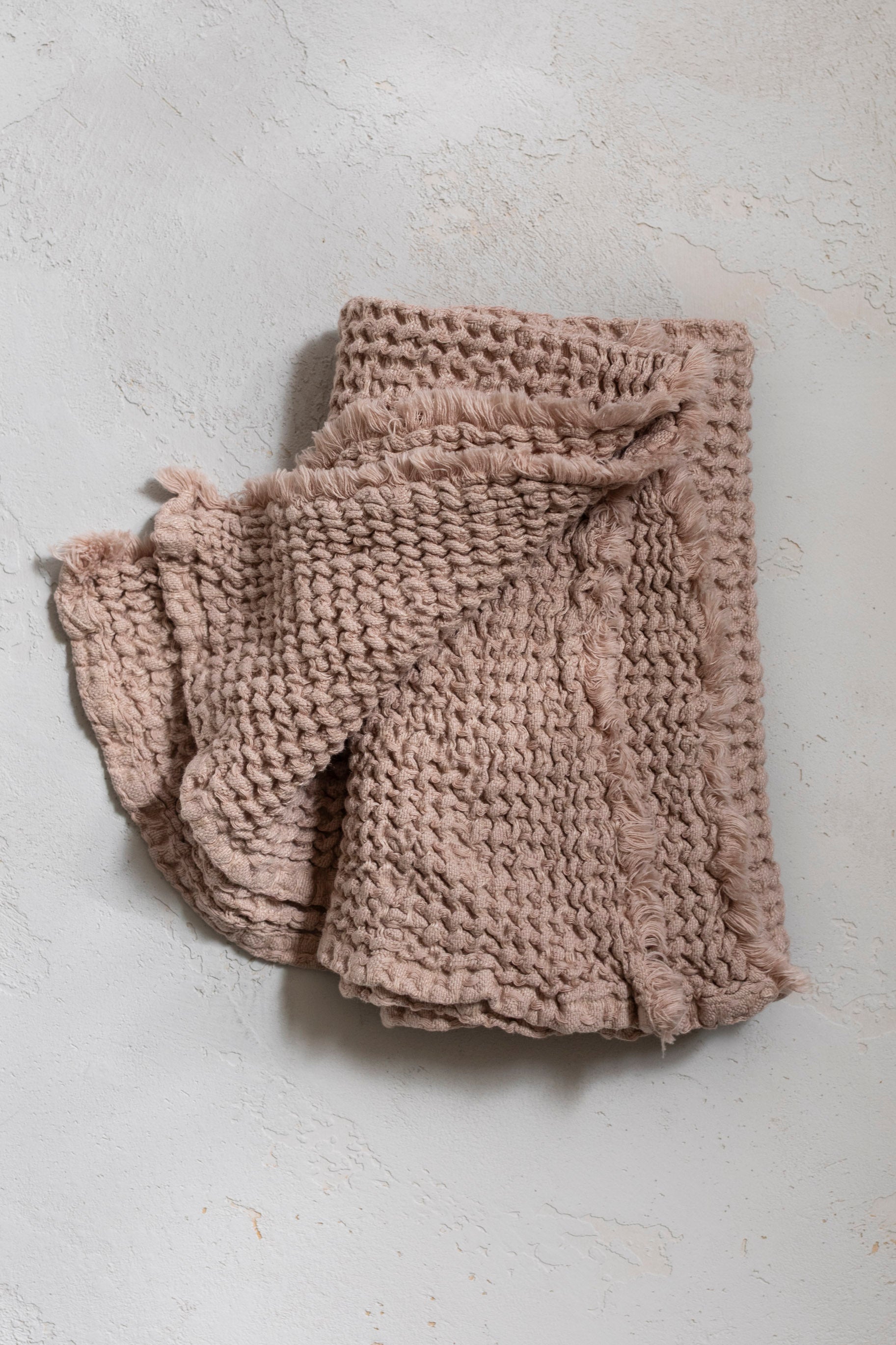 Woven Cotton Linen Towel - Nude