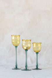 Eternal Bloom Candle Holders in Yellow/Dark Green