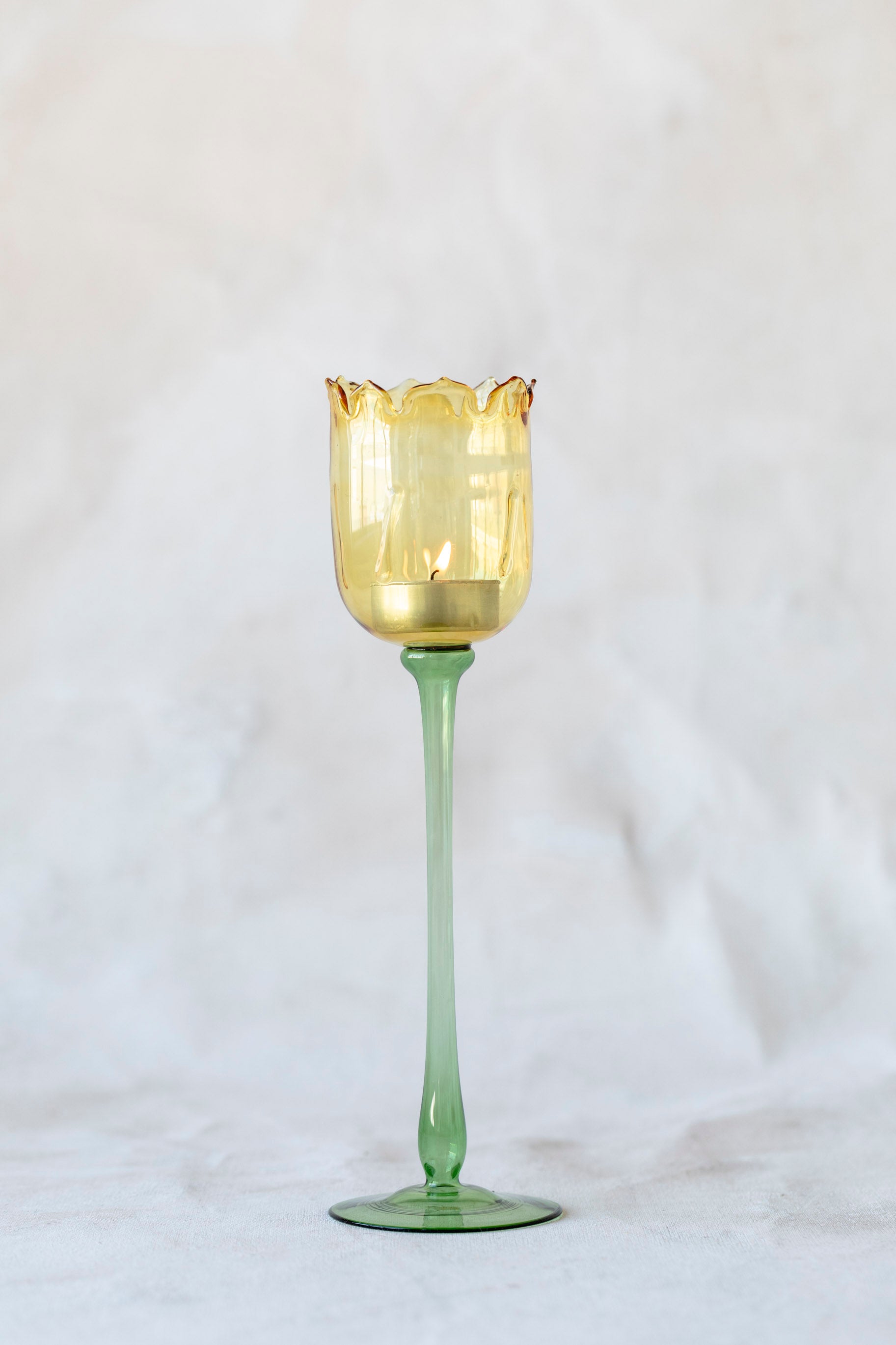 Eternal Bloom Candle Holders in Yellow/ Green