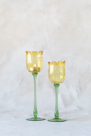 Eternal Bloom Candle Holders in Yellow/ Green