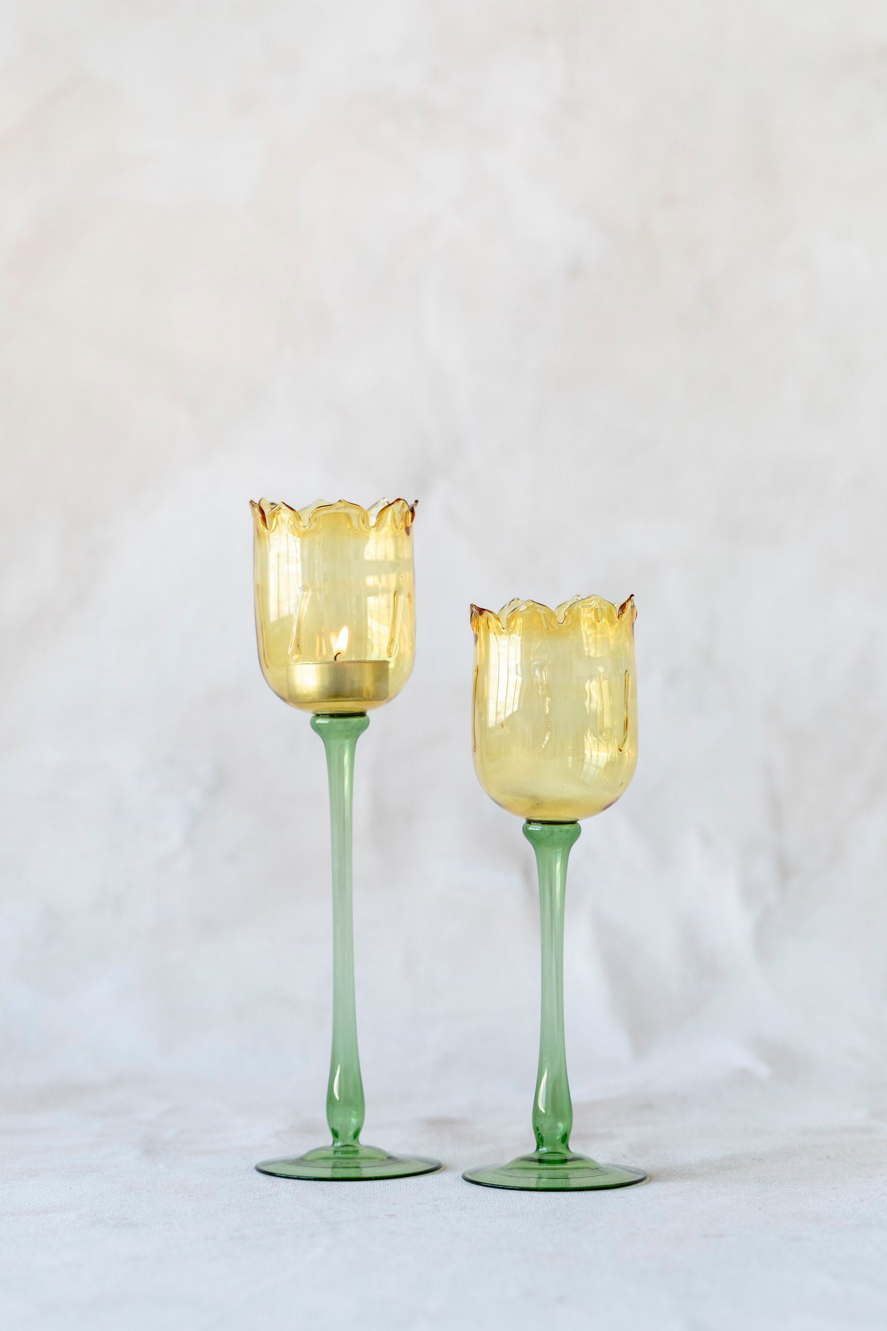 Eternal Bloom Candle Holders in Yellow/ Green