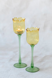 Eternal Bloom Candle Holders in Yellow/ Green