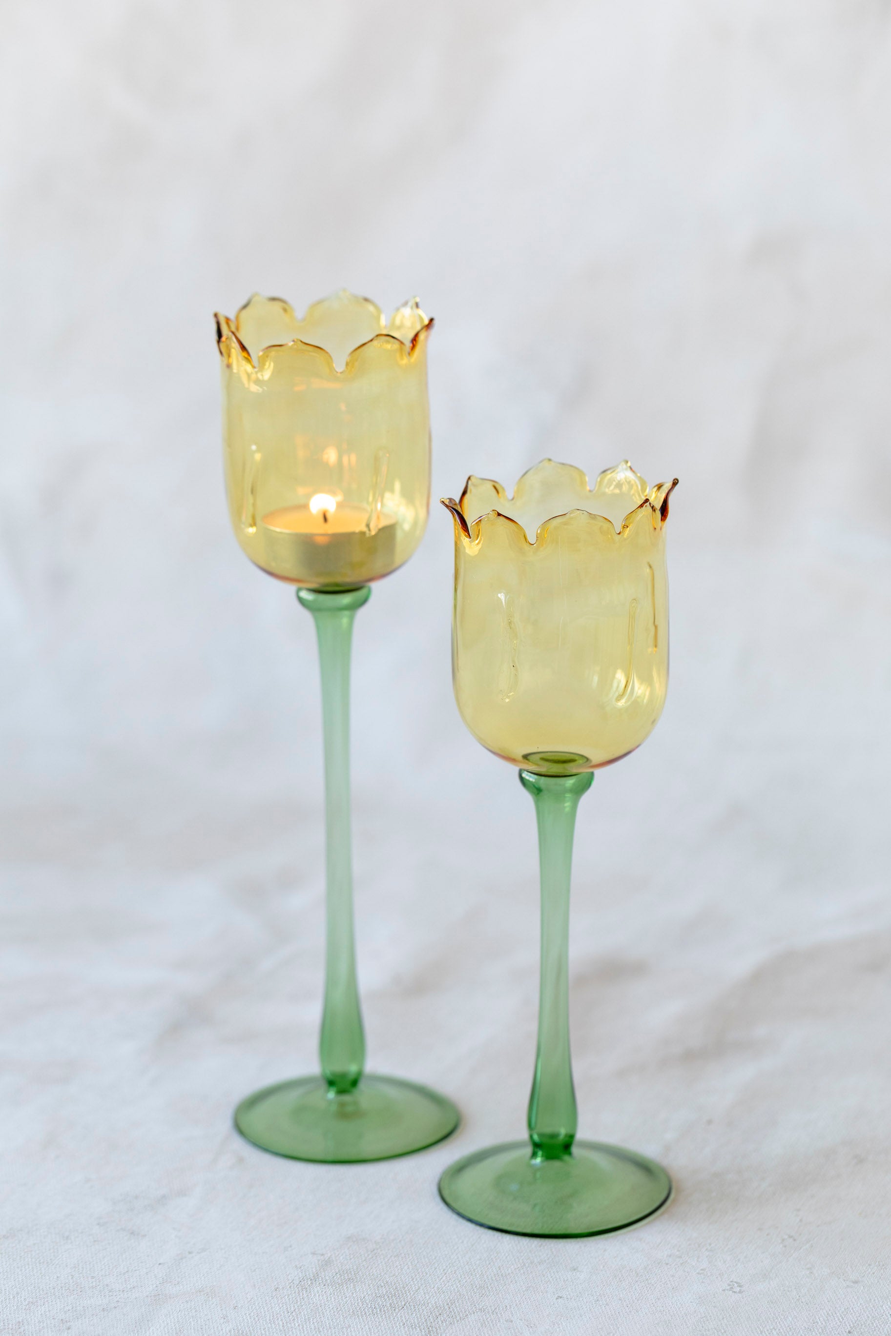 Eternal Bloom Candle Holders in Yellow/ Green